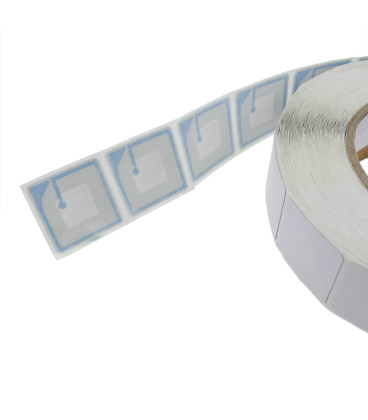 Bobina de etiqueta adhesiva compatible con antihurto antirrobo EAS 8.2MHz 30x30mm blanca 1000 unidades